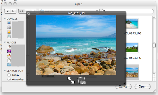 quicklook inside open dialogue box quicklook inside open dialogue box