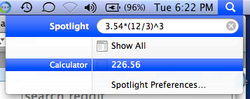 Spotlight calculator pie - Mac OS X Hints