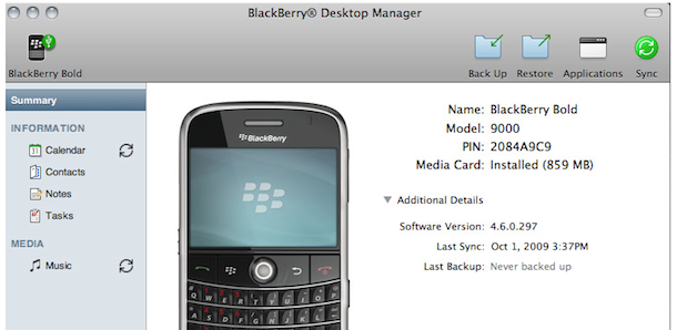 sync blackberry with mac