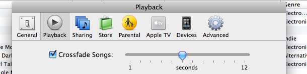 itunes fade between songs
