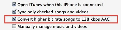 itunes lower bit rate songs