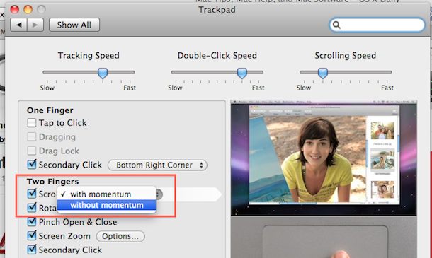 macbook pro momentum scrolling