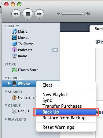 create iphone backup