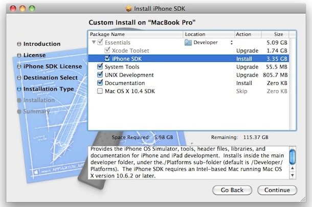 install iphone 4 sdk