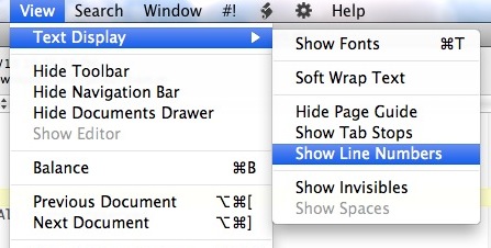 show line numbers textwrangler