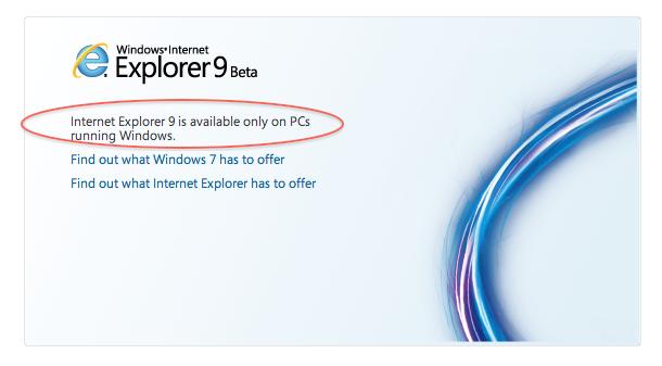 internet explorer 9 for macs