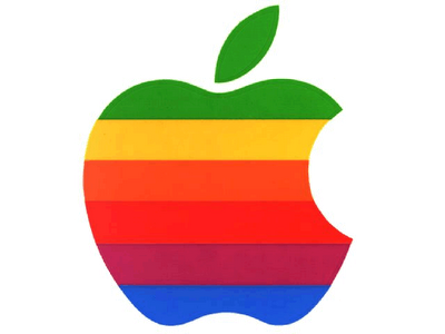 Here's the retro rainbow Apple logo as a transparent PNG file used in the