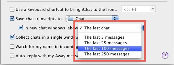 show past messages ichat show past messages ichat
