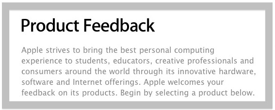 Apple product feedback
