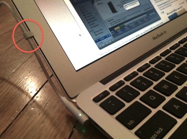 Magsafe clipped to side of MacBook Air
