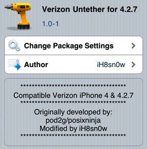 Untether Verizon iPhone iOS 4.2.7 Tool