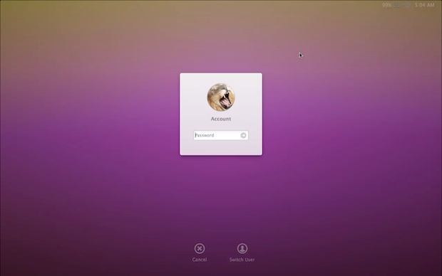 Lion Login Screen