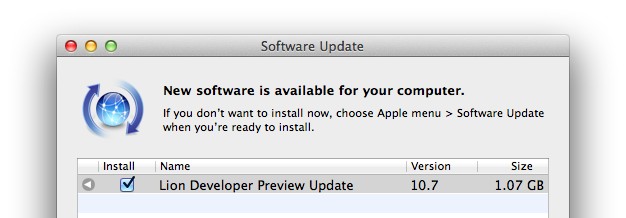Mac OS X Lion Developer Preview 3 Software Update