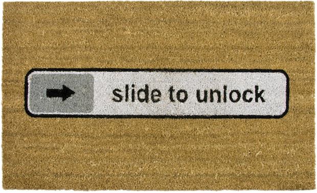 slide-to-unlock-doormat Slide to Unlock iPhone Doormat - Brown