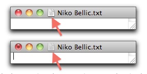 Mini icon displays unsaved changes to a file