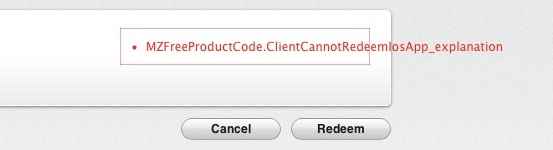 Mac App Store promo code redemption error