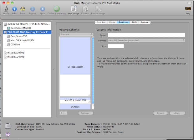 Create a Lion Install Partition for Target Disk Mode use