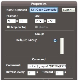 display-open-connections-geektool-setup geektool setup for listing open network connections