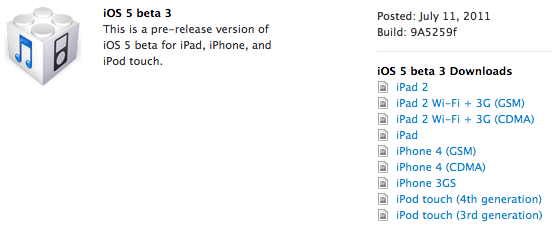 iOS 5 Beta 3