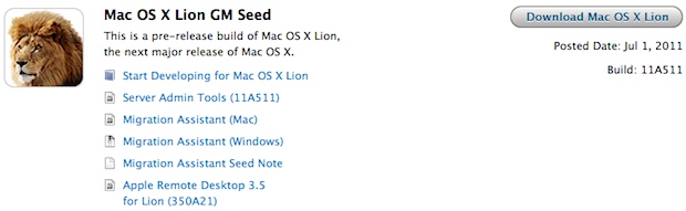 Mac OS X 10.7 Lion GM build