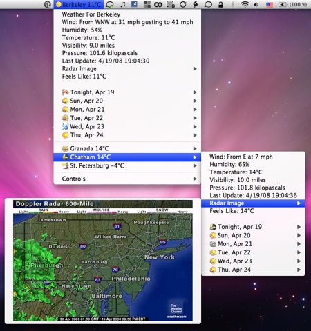 mac-weather-info-menubar Weather info in the Mac OS X menu bar