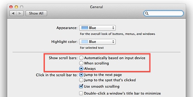 always-show-scroll-bars-mac-os-x Show Scroll Bars in Mac OS X