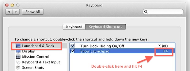 assign-launchpad-to-keyboard-f4 Assign LaunchPad to F4 on an older Mac Keyboard