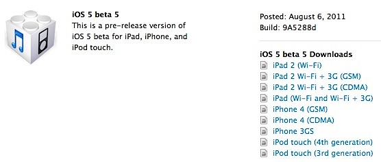 iOS 5 Beta 5