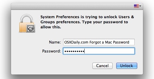 Reset a forgotten Mac OS X Lion Password with an Apple ID