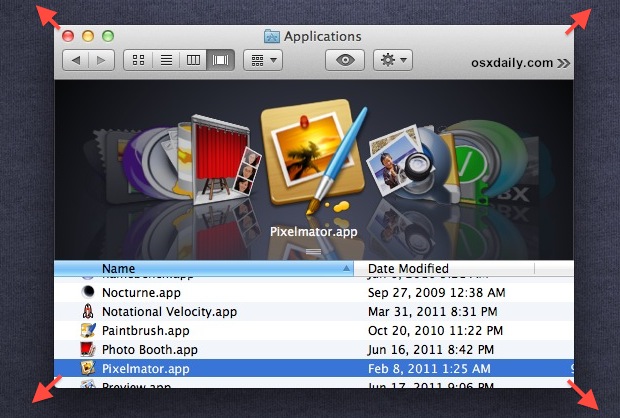 Resize Windows in Mac OS X 10.7 with Modifier Keys