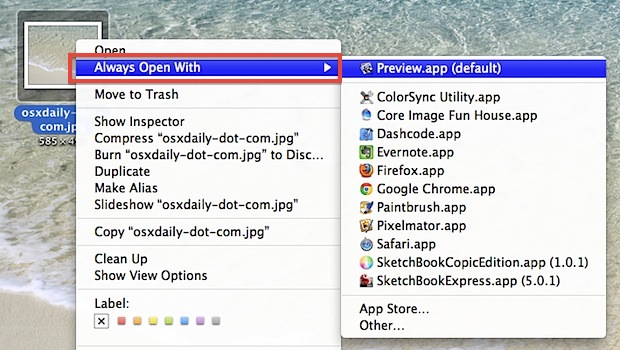 Set File Associations in Mac OS X to Always Open With an App