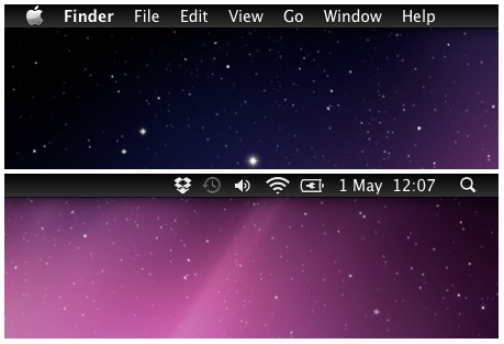 dark menu bar in Mac OS X