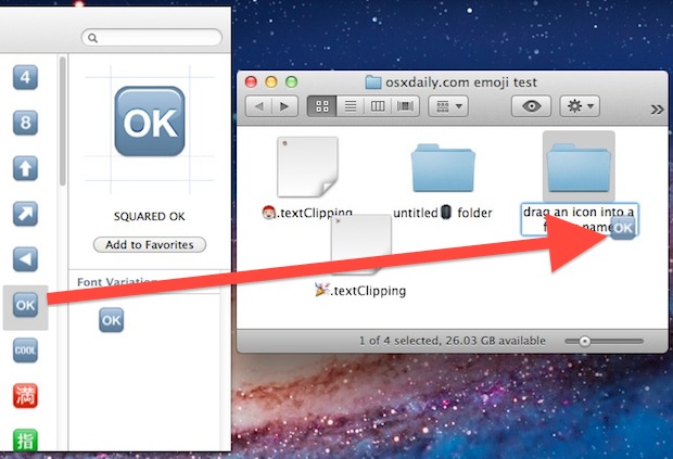 drag-drop-emoji-characters Drag & Drop Emoji Characters in Mac OS X Desktop