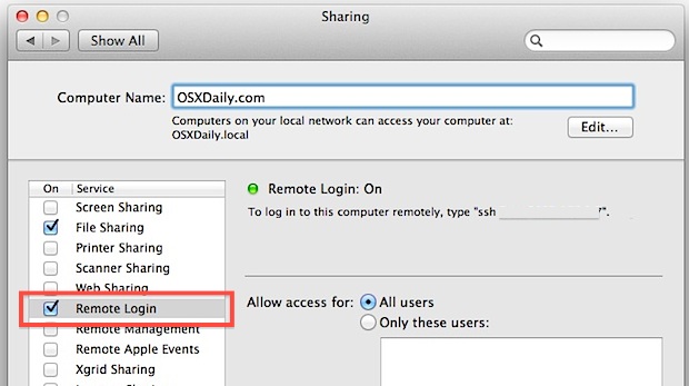 Enable SFTP Server in Mac OS X Lion