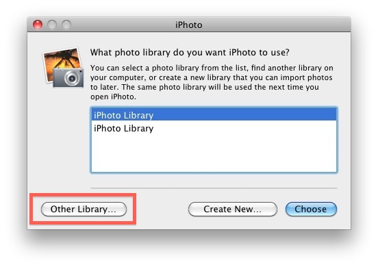 Move the iPhoto Library