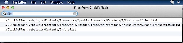 Search files that are going to be installed in Mac OS X