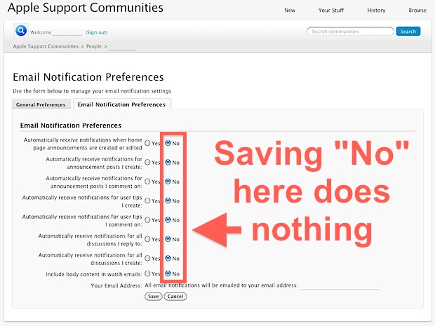Unsubscribe from Apple Support Communities Updates and Emails