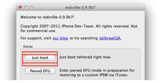 boot-tethered-redsn0w Boot tethered with redsn0w