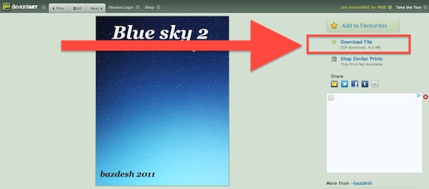 finding the download link at deviantart