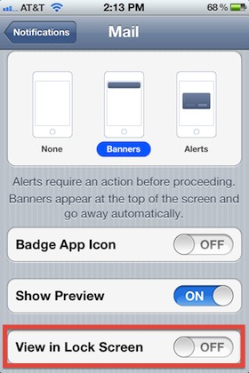 Hide Mail from the iOS 5 Lock Screen
