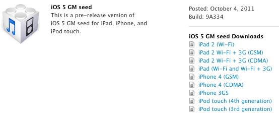 iOS 5 GM released