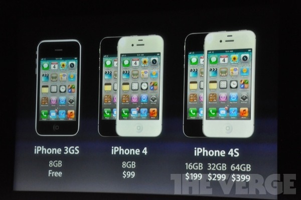 iPhone 4S pricing alongside iPhone 4 and iPhone 3GS. And no, there is no 