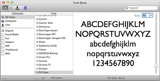 Manage fonts in Mac OS X