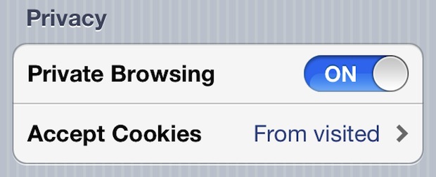 Private Browsing in Safari with iOS 5