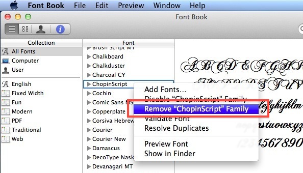 remove Fonts from Mac OS X 