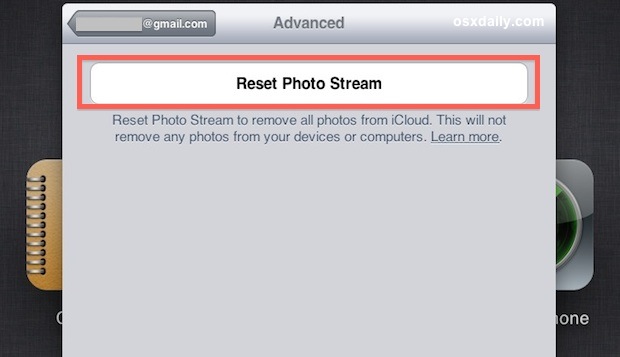 Reset Photo Stream & iCloud to Delete Pictures