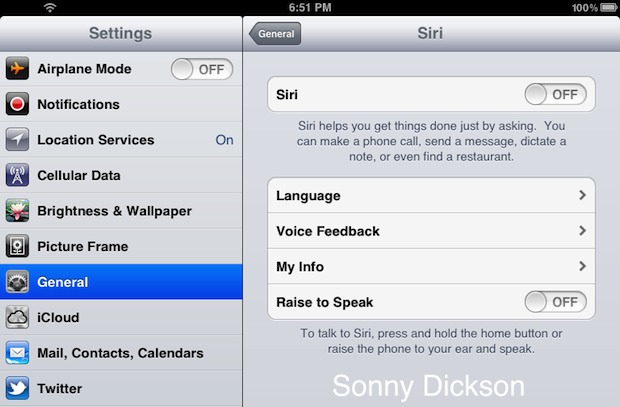 Siri on iPad 2