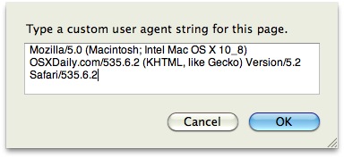 Spoof user agent Safari