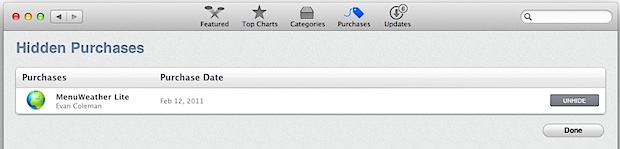 Unhide hidden purchases in the App Store