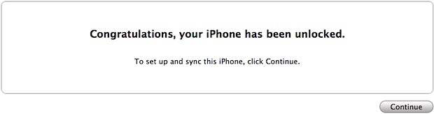 unlocked iPhone 4S message in iTunes